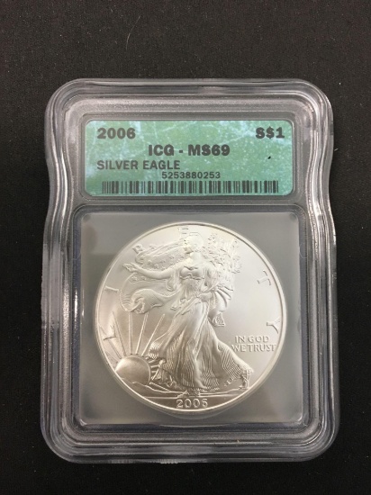 2006 United States 1 Ounce .999 Fine Silver American Eagle - ICG Graded MS 69