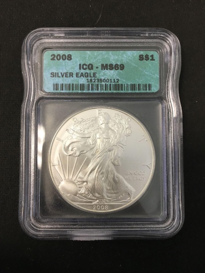 2008 United States 1 Ounce .999 Fine Silver American Eagle - ICG Graded MS 69