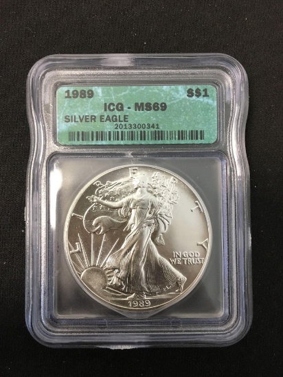 1989 United States 1 Ounce .999 Fine Silver American Eagle - ICG Graded MS 69