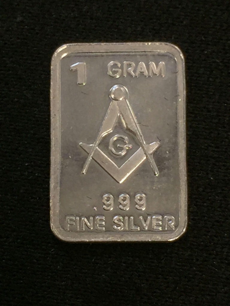 Freemason 1 Gram .999 Fine Silver Round 