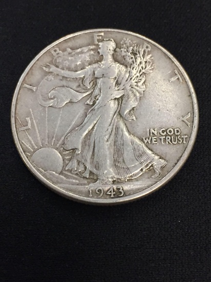 1943 United States Walking Liberty Silver Half Dollar - 90% Silver Coin