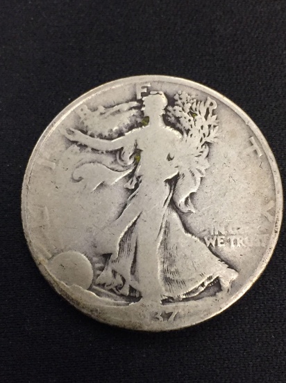 1937-D United States Walking Liberty Silver Half Dollar - 90% Silver Coin