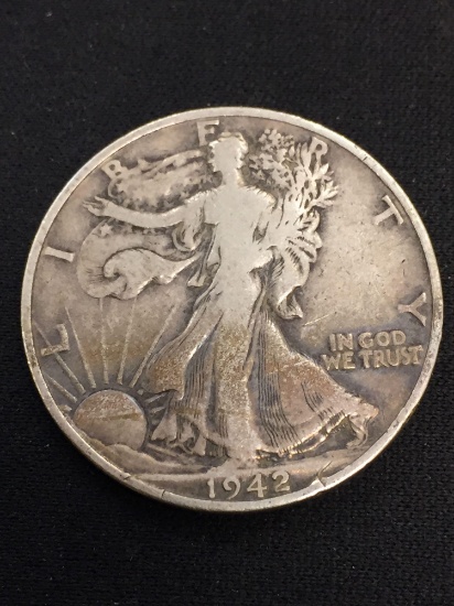 1942-D United States Walking Liberty Silver Half Dollar - 90% Silver Coin