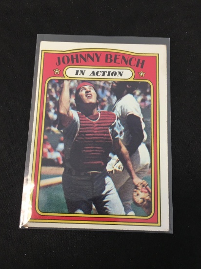 1972 Topps #434 Johnny Bench In Action Reds Vintage Baseball Card