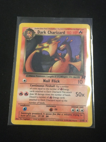 Pokemon Dark Charizard Rare Card - Team Rocket 21/82 - Heavy Play