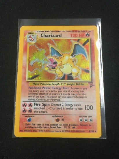 Pokemon Charizard Holofoil Rare Card - Base II Set 4/130 - Light Play