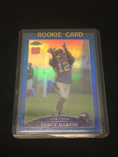 2009 Topps Chrome Blue Refractor Percy Harvin Vikings Rookie Football Card