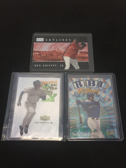 3 Card Lot of Rare & Insert Ken Griffey Jr. Seattle Mariners Baseball Cards