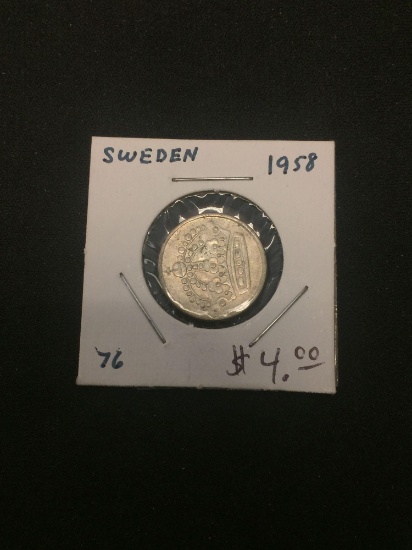 1958 Sweden 25 Ore Silver Foreign Coin - .0298 ASW