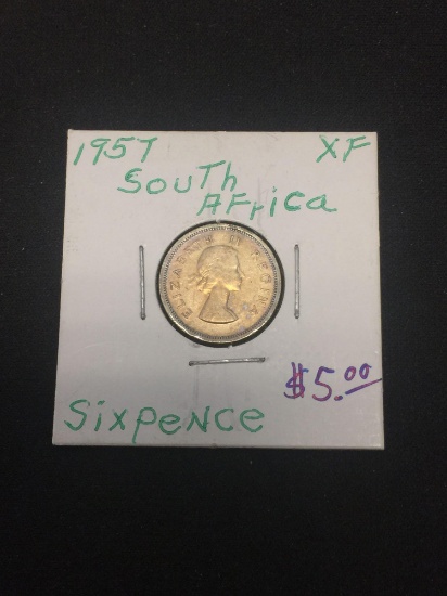 1957 South Africa 6 Pence Silver Foreign Coin - .0454 ASW