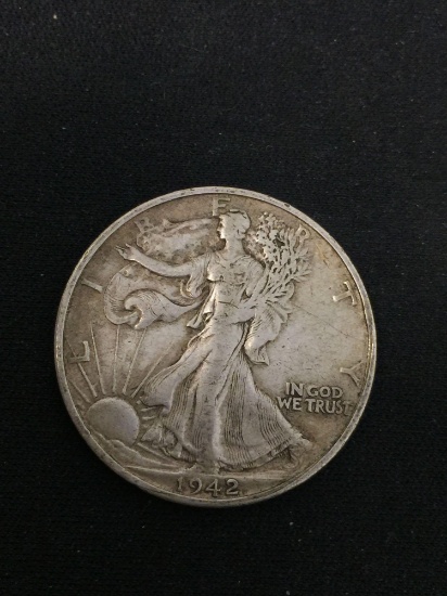 VERY RARE 1942 United States Walking Liberty Silver Half Dollar - OPIUM COIN - Missing Back
