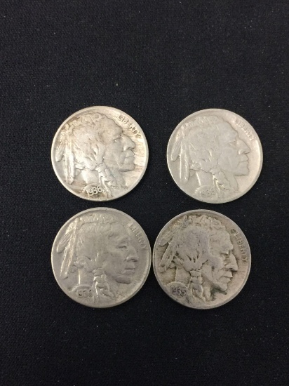 4 Count Lot of United States Buffalo Indian Head Nickels 5 Cent Coins