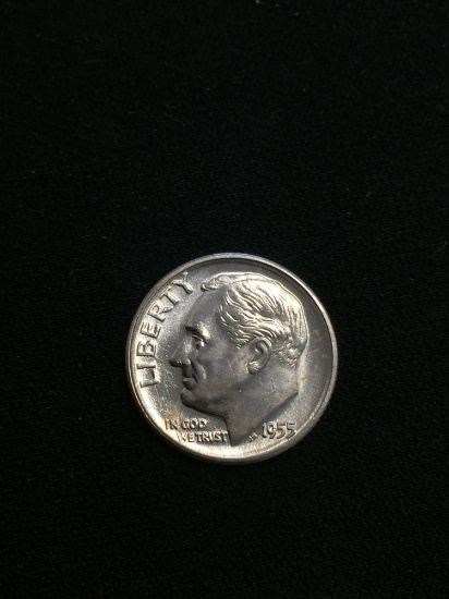1955-D United States Roosevelt Silver Dime - 90% Silver Coin - Uncirculated Coin
