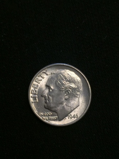 1946-D United States Roosevelt Silver Dime - 90% Silver Coin - Uncirculated Coin