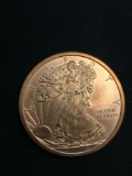 1 Ounce .999 Fine Copper Round Walking Liberty Style Bullion Round Coin