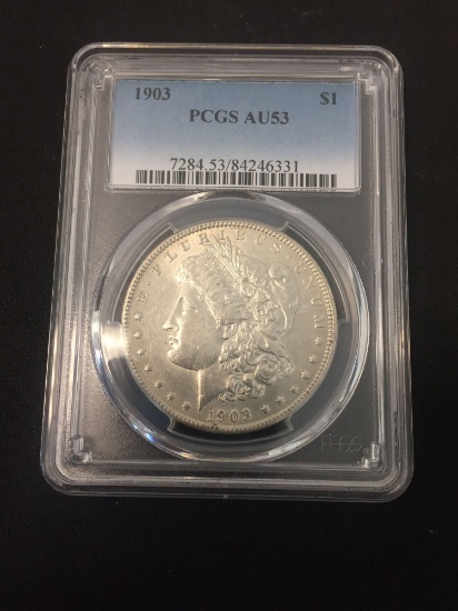 PCGS Graded 1903 United States Morgan Silver Dollar - 90% Silver Coin AU 53