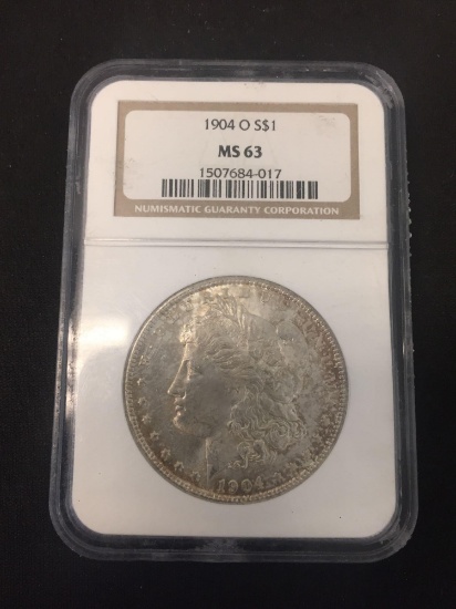 NGC Graded 1904-O United States Morgan Silver Dollar - 90% Silver Coin - MS 63