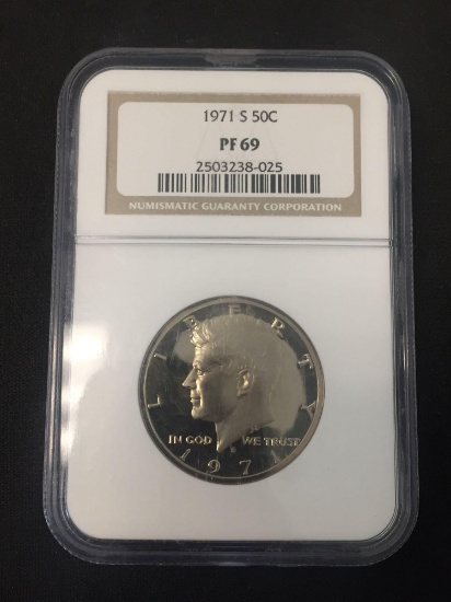 NGC Graded 1971-S United States Clad Kennedy Half Dollar - PF 69