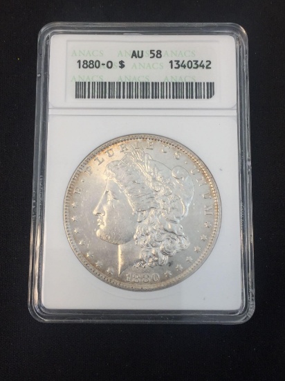 ANACS Graded 1880-O United States Morgan Silver Dollar - 90% Silver Coin - AU 58