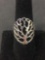 Tree of Life Motif 25mm Long Sterling Silver Ring Band - Size 8