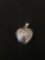 Floral Carved Love Motif 10x10x8mm Sterling Silver Puffy Heart Locket Pendant