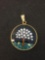 Millefiori Glass Designed Gold-Tone Sterling Silver Framed 25mm Round Pendant