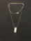 Three Channel Set Princess Faceted White Topaz Sterling Silver Pendant