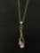 Twin Petite Pear Faceted White Topaz Sterling Silver Pendant w/ 18