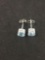 STS Designed Pair of 6mm Round Faceted Blue Zircon Sterling Silver Stud Earrings