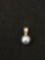 Round 6mm Gray Pearl w/ Sterling Silver Bail Solitaire Pendant