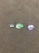 Lot of Three Loose Gemstones, Moss Agate Cabochon, Oval Faceted Tanzanite & Round Faceted Sapphire -