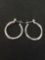 Pair of Braided 18mm Sterling Silver Hoop Earrings