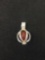 Round 7mm Sunstone Bead Encased in Opening Sterling Silver Cage Pendant