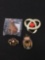 Lot of Two Gold-Tone Fashion Brooches & Two Copper-Tone Fashion Pendants