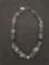 Rectangular Black Rutilated Quartz & Briolette Tourmaline Hand-Beaded 18