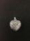 Filigree Scroll Motif 20x20x8mm Puffy Heart Sterling Silver Locket Pendant