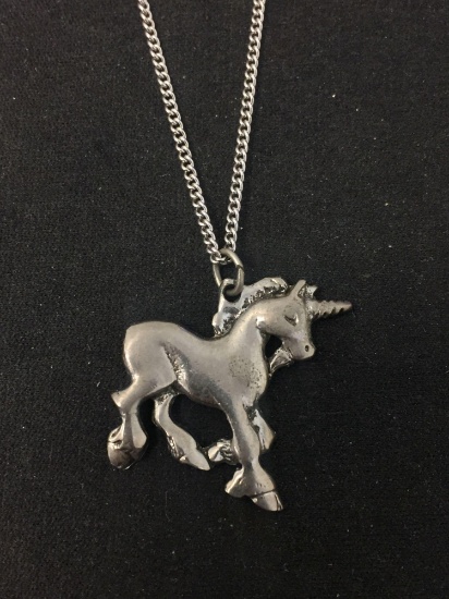 B.A.B. Designed Sterling Silver Unicorn Pendant w/ 24" Curb Link Chain