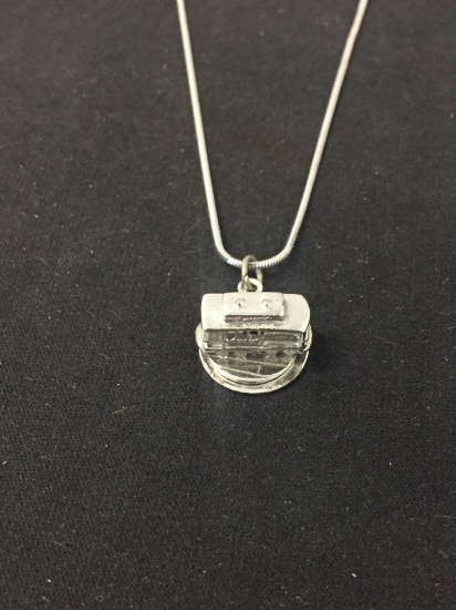 San Francisco Cable Car Themed Sterling Silver Pendant on Swivel Base w/ 16" Snake Chain