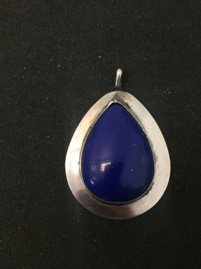 Teardrop Fashioned 20x15mm Lapis Cabochon Sterling Silver Pendant