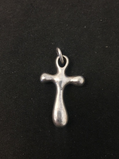 Thai RLM Designed 1.5x0.75" Solid Sterling Silver Rounded Cross Pendant