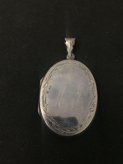 Engravable Oval 1.75x1" High Polished Sterling Silver Locket Pendant