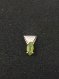 Marquise Faceted 8x4mm Peridot Sterling Silver Pendant