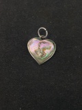 Heart Inlaid 15x15mm Abalone Sterling Silver Pendant