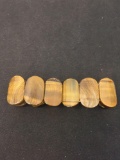 Twelve 25x15mm Oval Tiger's Eye Cabochon Beaded Stretchable 8