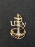 USN Sailor Motif Gold-Tone 1.5