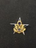 Two-Tone Enameled United States of America Vanguard Designed Sterling Silver Commemorative Star Pin