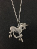 B.A.B. Designed Sterling Silver Unicorn Pendant w/ 24