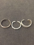 Lot of Three Various Designed Sterling Silver Cuff Ring Bands