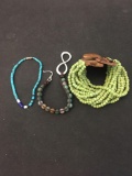 Lot of Three Various Styled Gemstone Beaded Bracelets