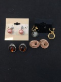 Lot of Four Various Styled Fashion Jewelry Matched Pairs of Earrings